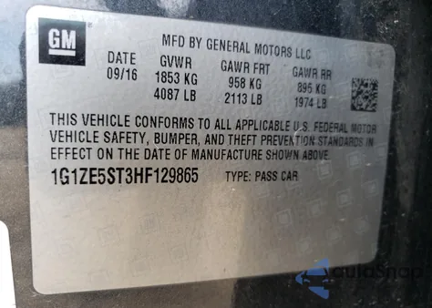 2017 Chevrolet Malibu Lt from USA, damaged, VIN 1G1ZE5ST3HF129865